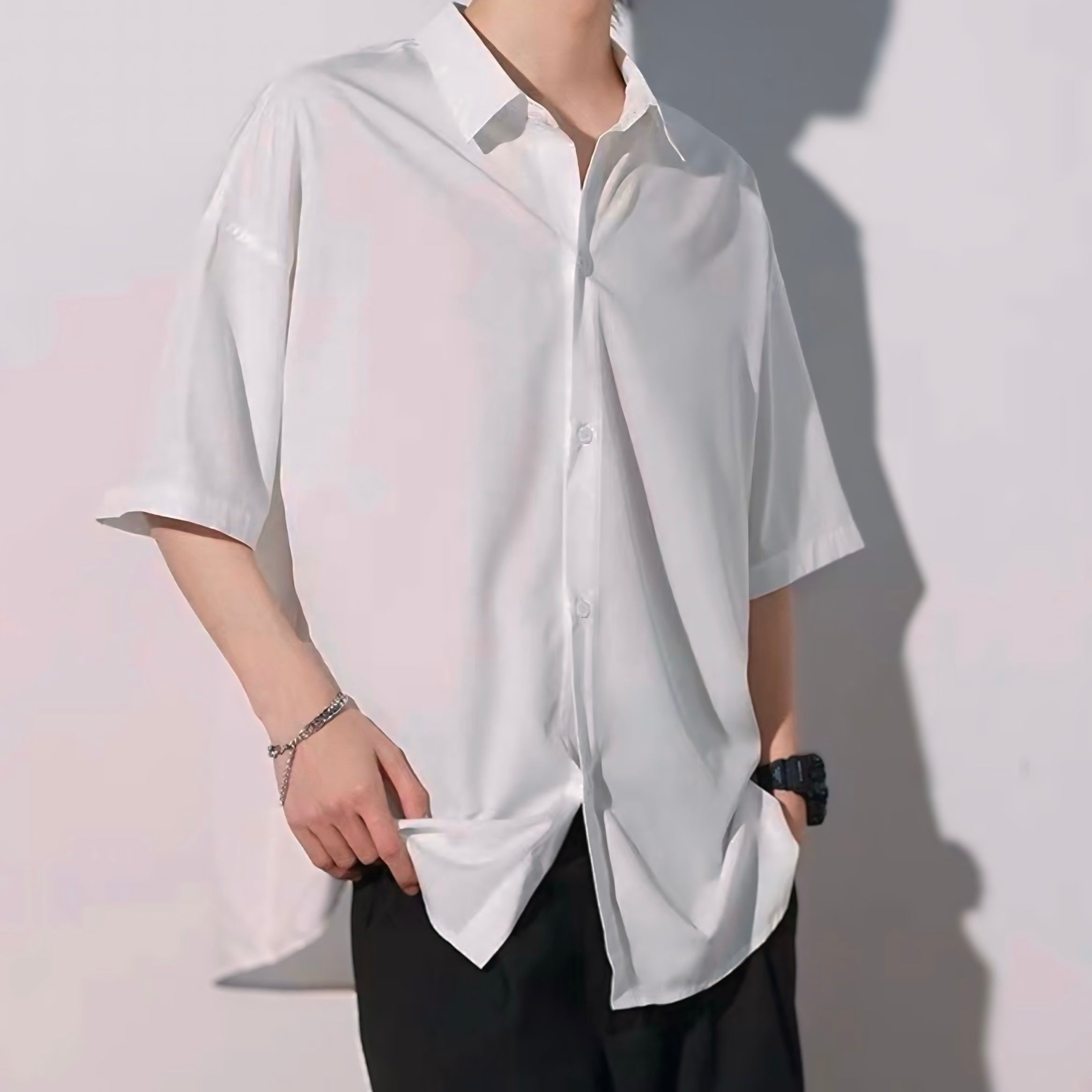 【5color】無地オープンカラーシャツ SS-000123