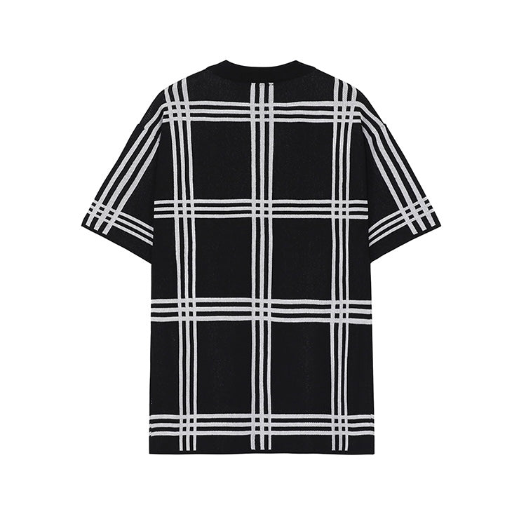 【2color】 格子柄 大人カジュアル半袖ニットTシャツ SS-000130