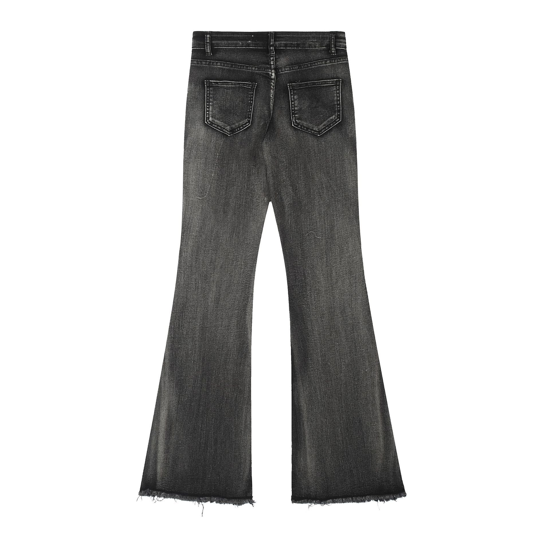 【2color】ヴィンテージ風 フレアデニム ベルト付き ブーツカットパンツ SS-000327
