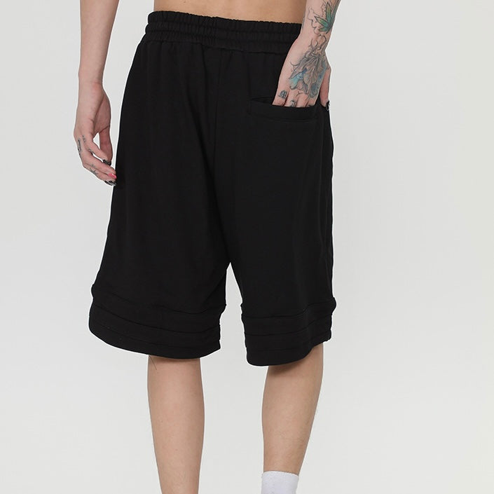 【2color】アーチロゴスウェットハーフパンツ ストリート系ショーツ ユニセックス SS-000315