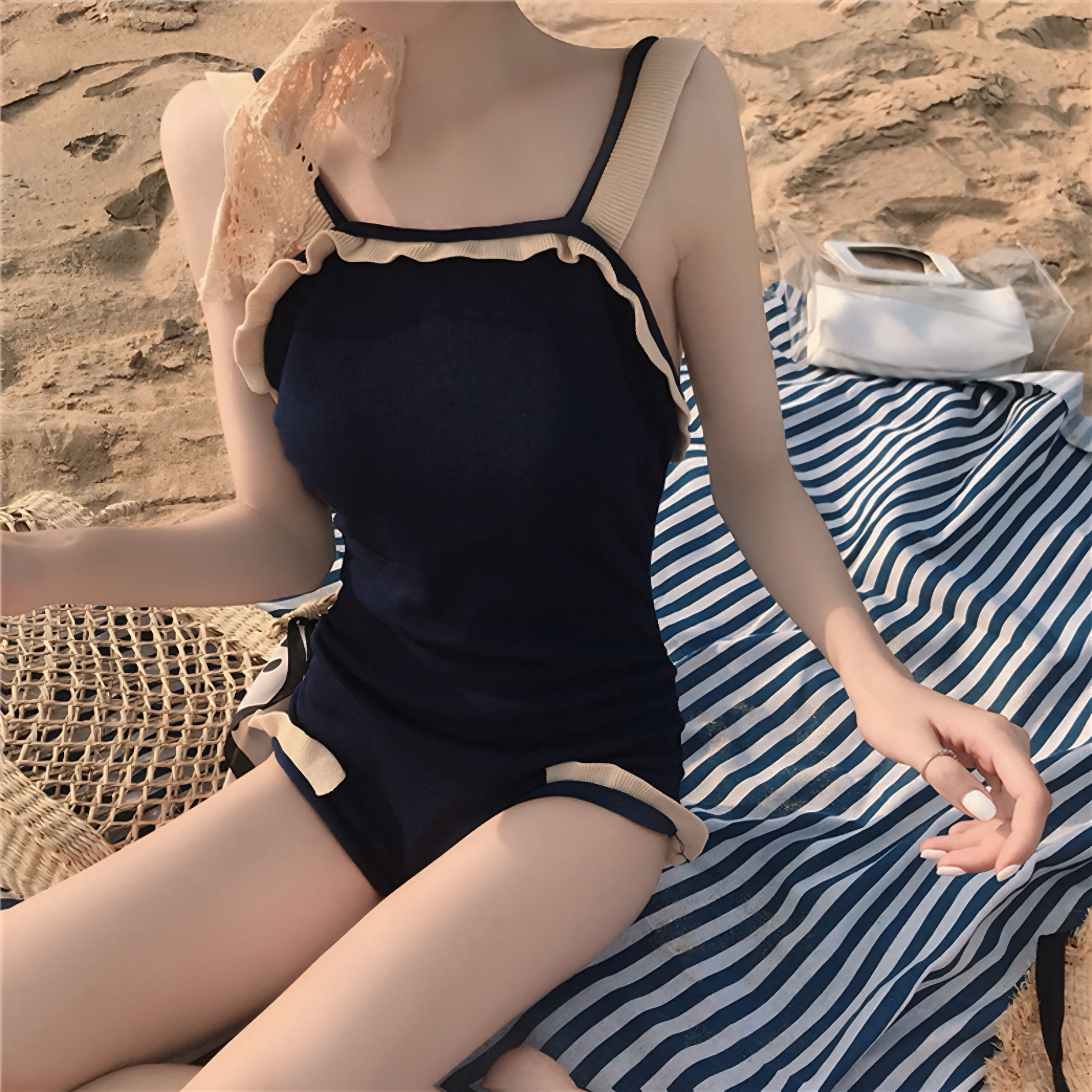 【2color】トレンド大人気 フリル付き体型カバーワンピ SS-000090