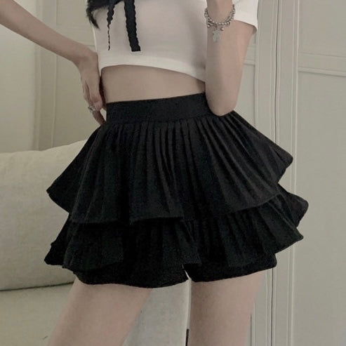 【3color】ティアードプリーツミニスカート ボリュームフリル 韓国ガーリー SS-000220