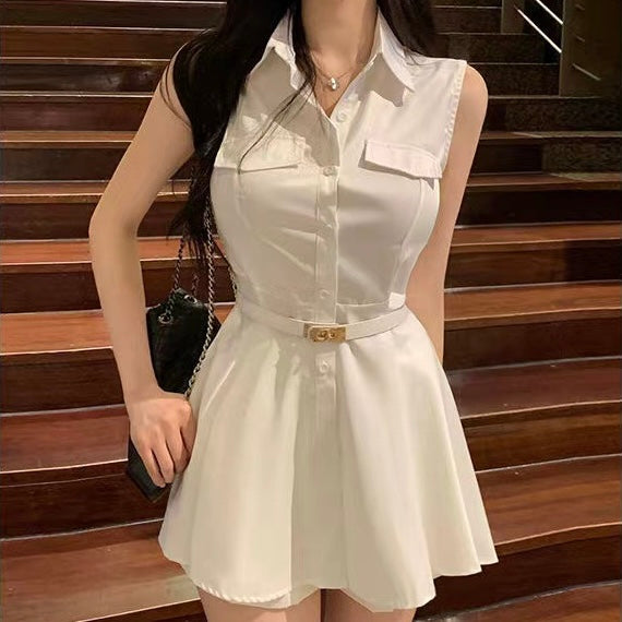 ベルト付き ノースリーブ シャツワンピース SS-000432