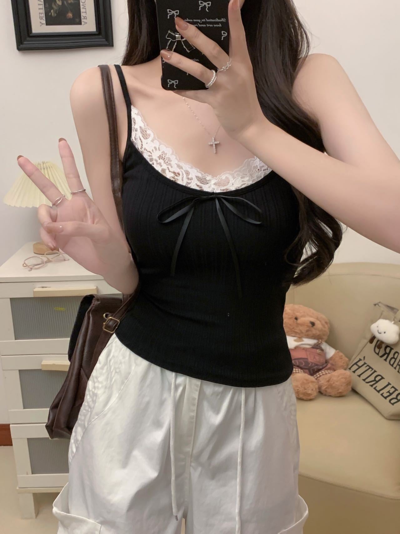 レースリボン キャミソール タンクトップ SS-000355