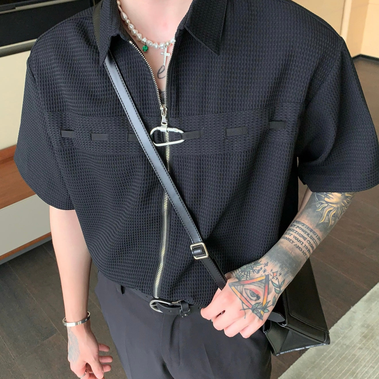 【2color】モノトーンベーシックシャツSS-000159