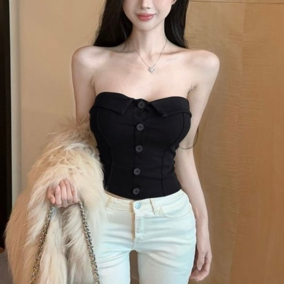 セクシー ボタンデザイン チューブトップ SS-000353