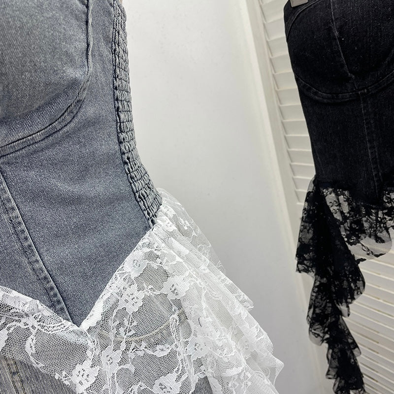 レース付き デニムベアトップ SS-000378