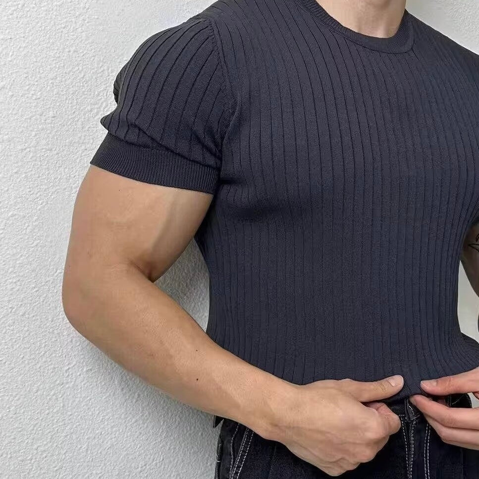 【4color】リブ編みクルーネック半袖Tシャツ SS-000142