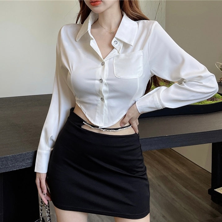 クロップド ホワイトシャツ SS-000602