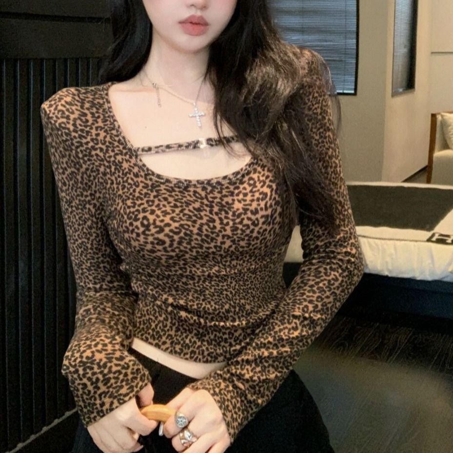 レオパードカットアウトクロップドトップス SS-000553