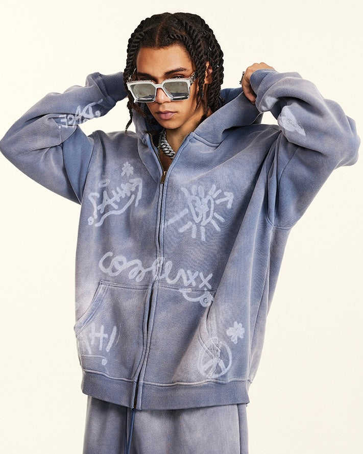 グラフィティアート風ジップパーカー SS-000731