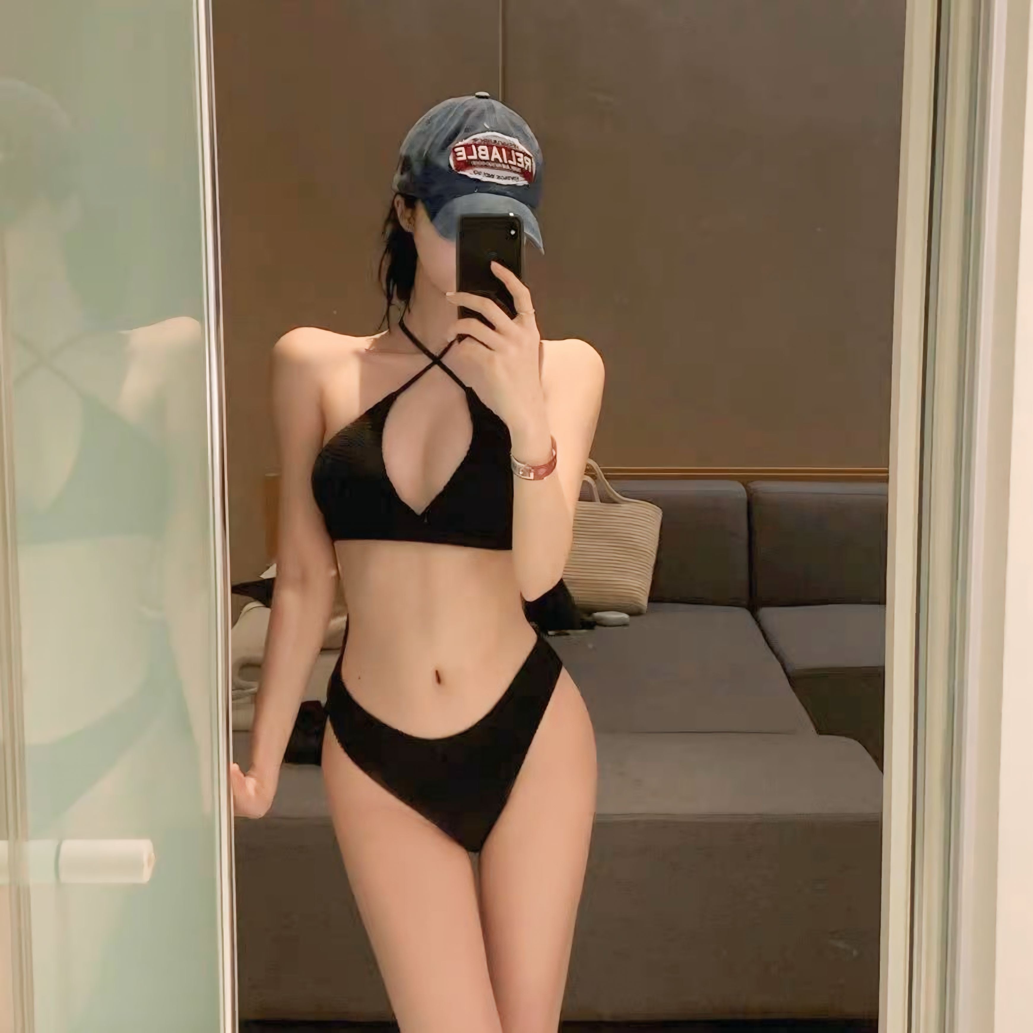 Cross Halter Black Bikini SS-000059