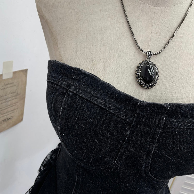 レース付き デニムベアトップ SS-000378