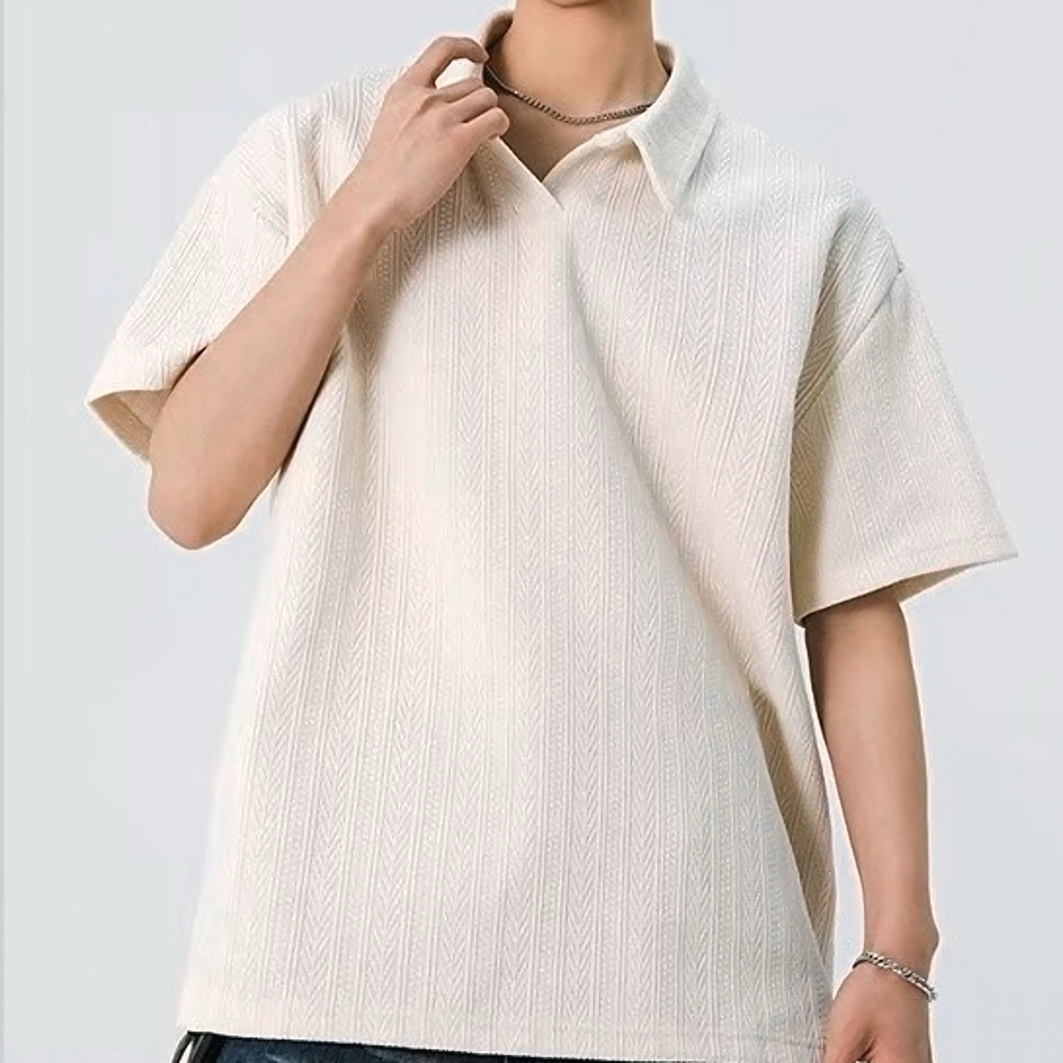 【3color】ジグザグ編み サマーニットポロ SS-000147
