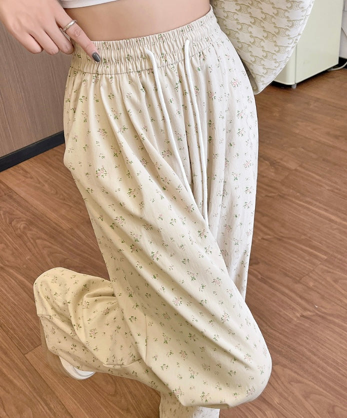 【3color】花柄ルーズパンツ ハイウエスト ゆったりリラックスパンツ SS-000226