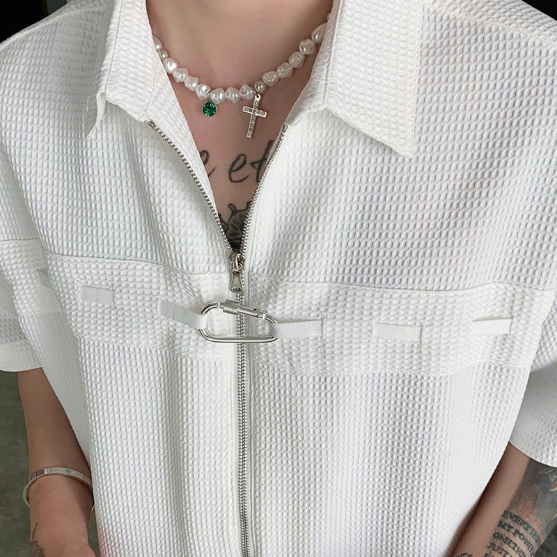 【2color】モノトーンベーシックシャツSS-000159