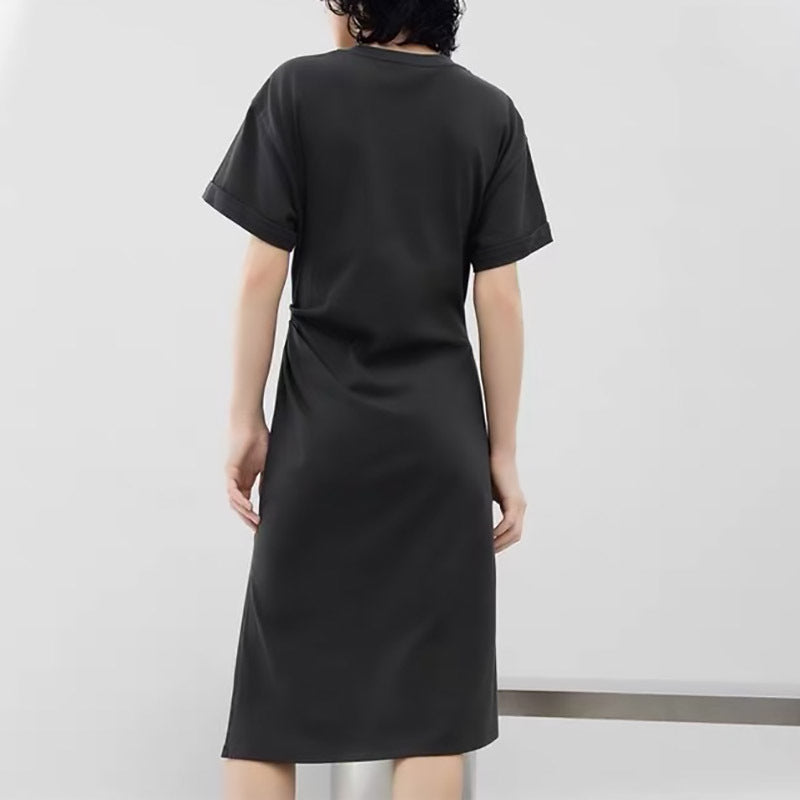 黒ハートワンピース|スリットデザイン×シンプル可愛いTシャツワンピ SS-000235