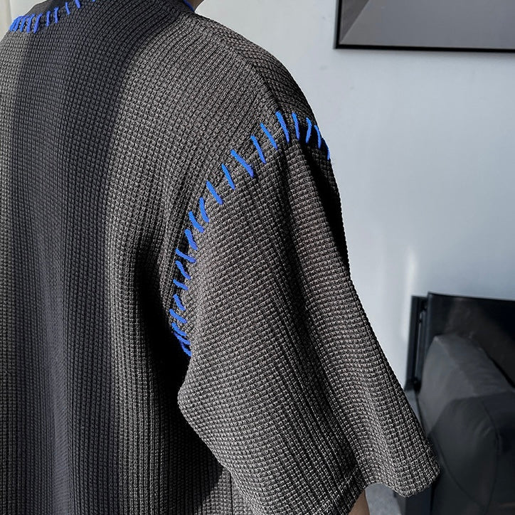 【3color】ワッフル編み ディテール映えるステッチTシャツ SS-000160