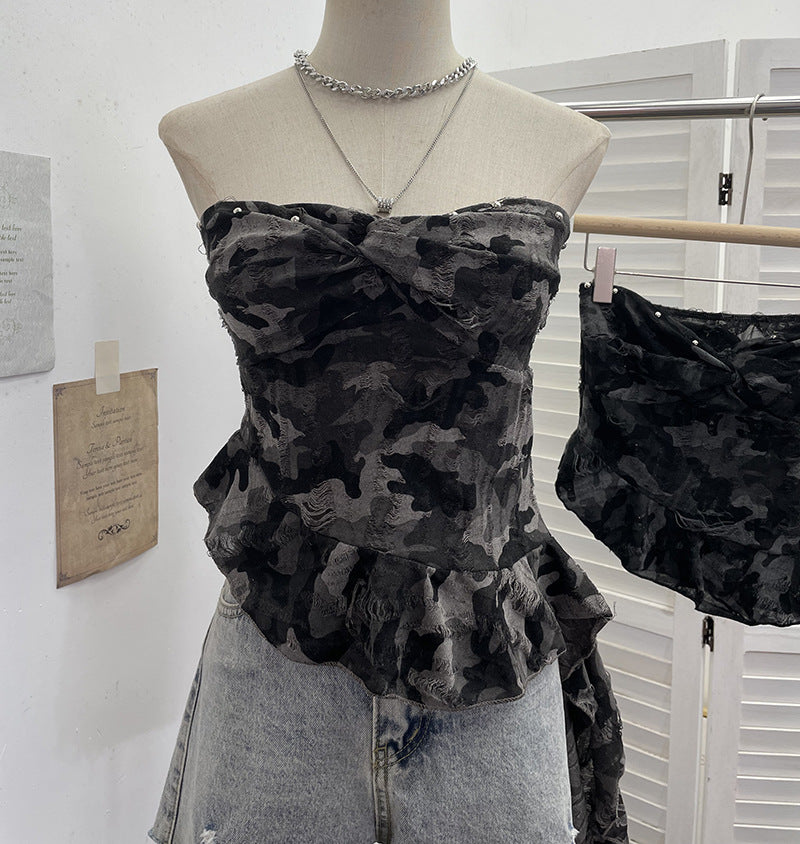 ストリート系 カモフラージュ チューブトップ SS-000357