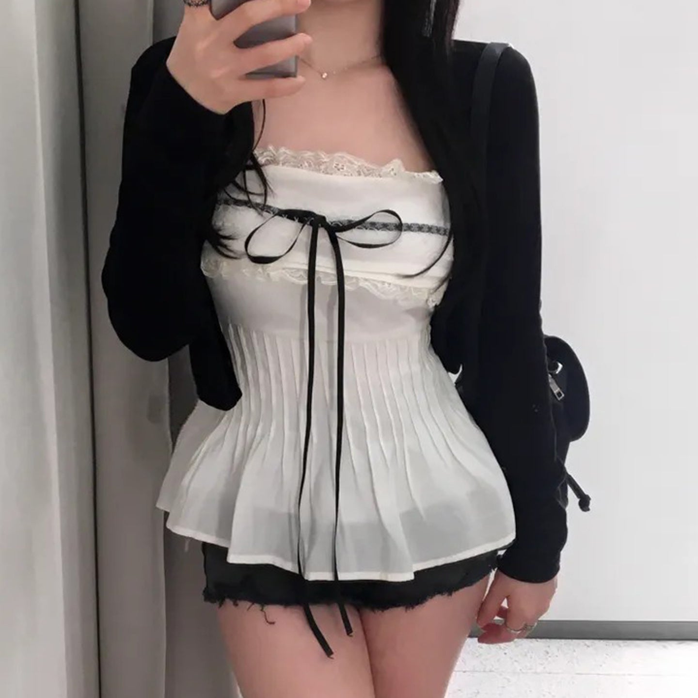 リボンキャミソール&カーディガンセット SS-000517