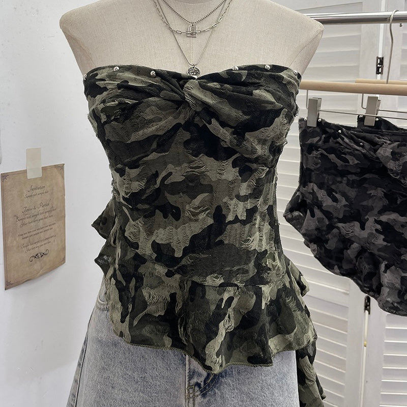 ストリート系 カモフラージュ チューブトップ SS-000357