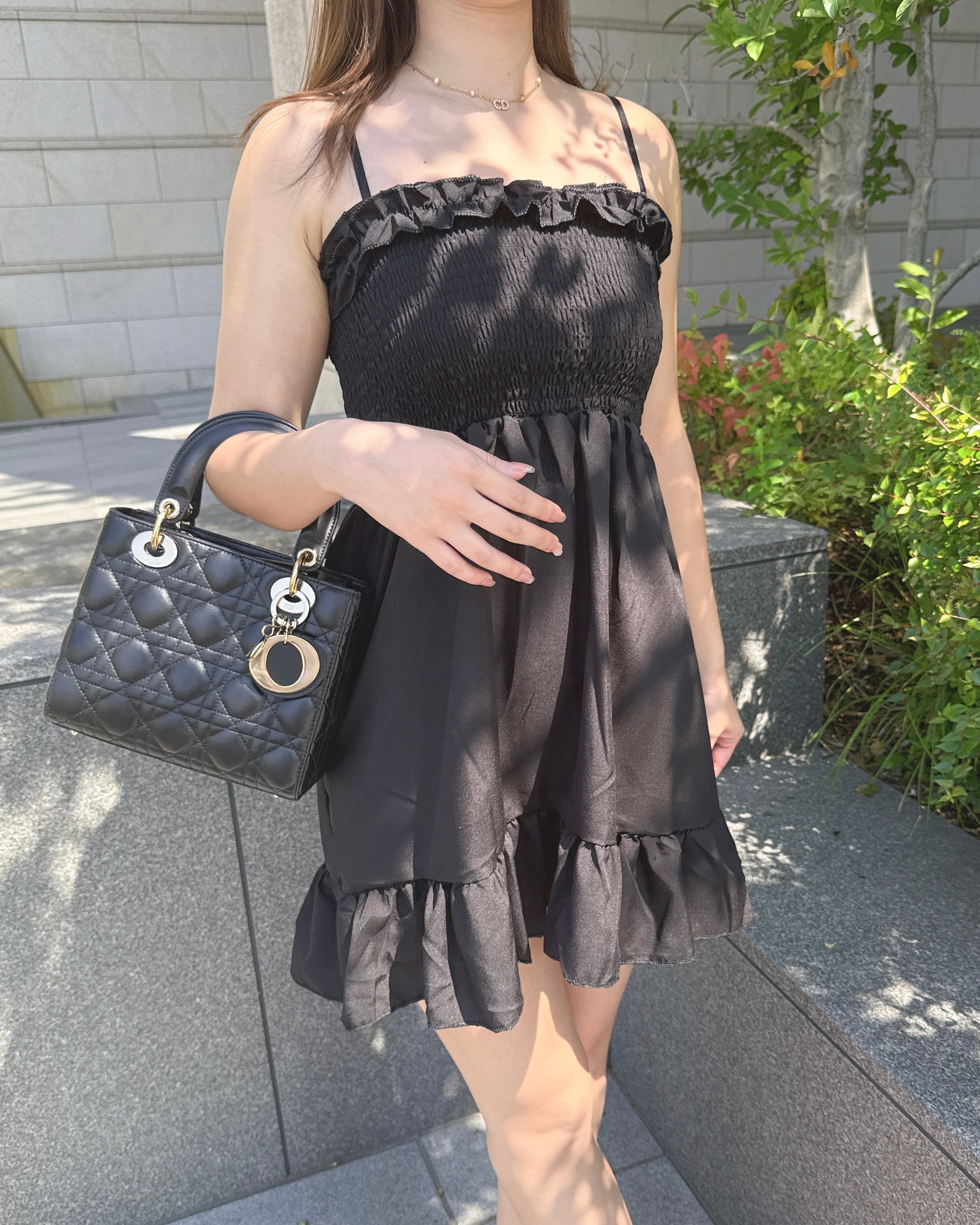 フリルキャミワンピ ブラック SS-000405