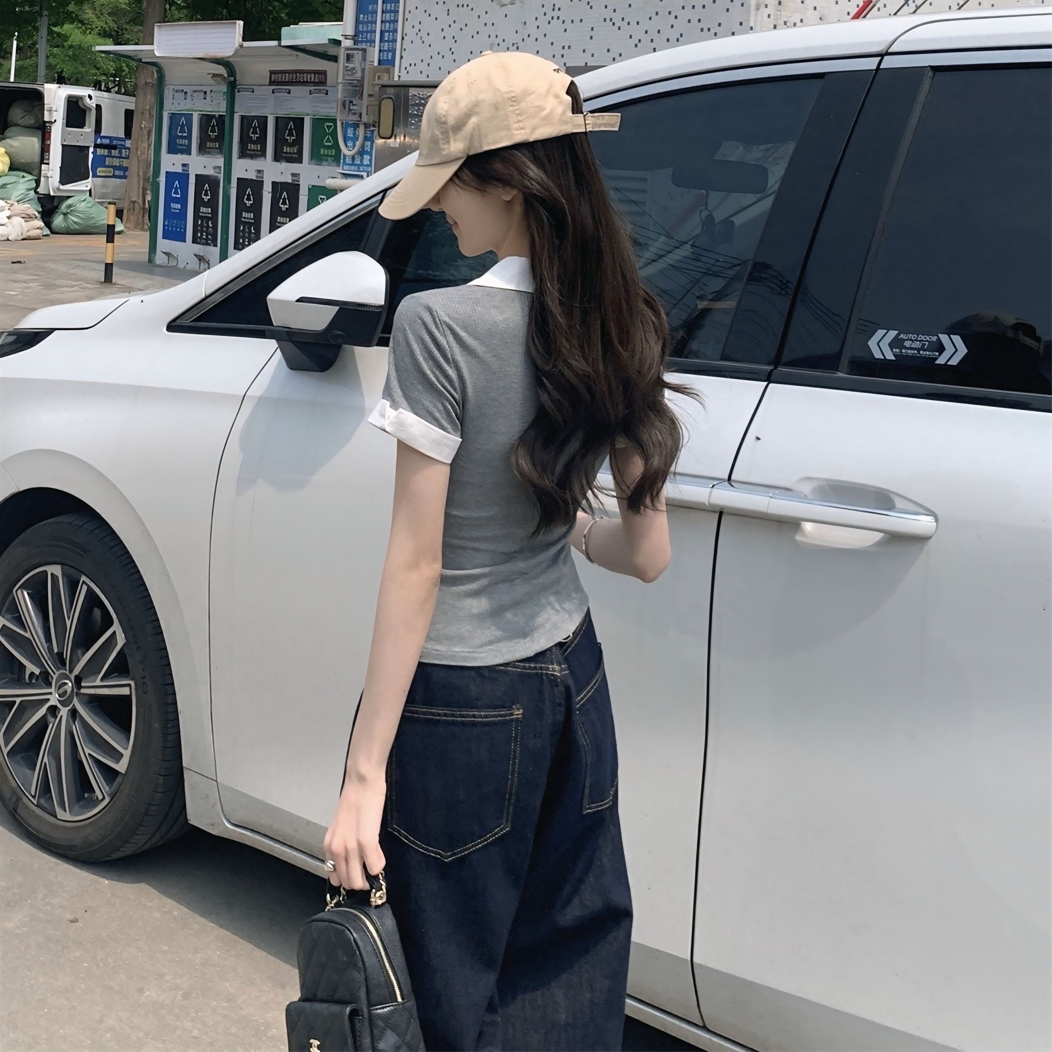 スタイルアップ リブフィット配色Tシャツ SS-000179