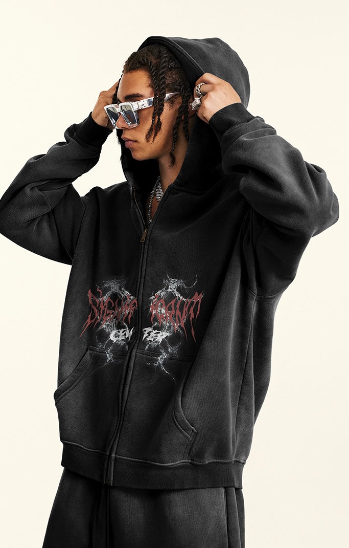 ヴィンテージ ウォッシュ グラフィックジップパーカー SS-000730