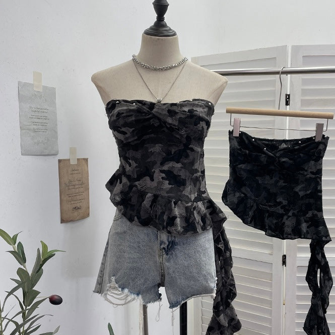 ストリート系 カモフラージュ チューブトップ SS-000357