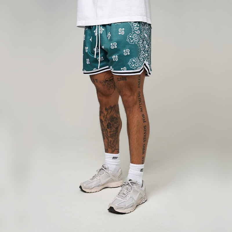 【4color】バンダナ柄 ショートパンツ ストリート系 メッシュ素材 SS-000323