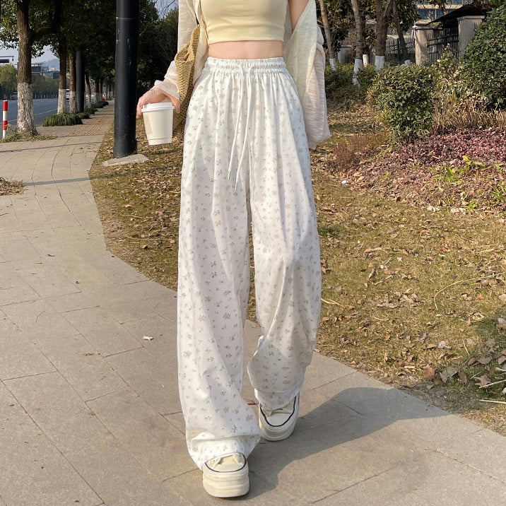 【3color】花柄ルーズパンツ ハイウエスト ゆったりリラックスパンツ SS-000226