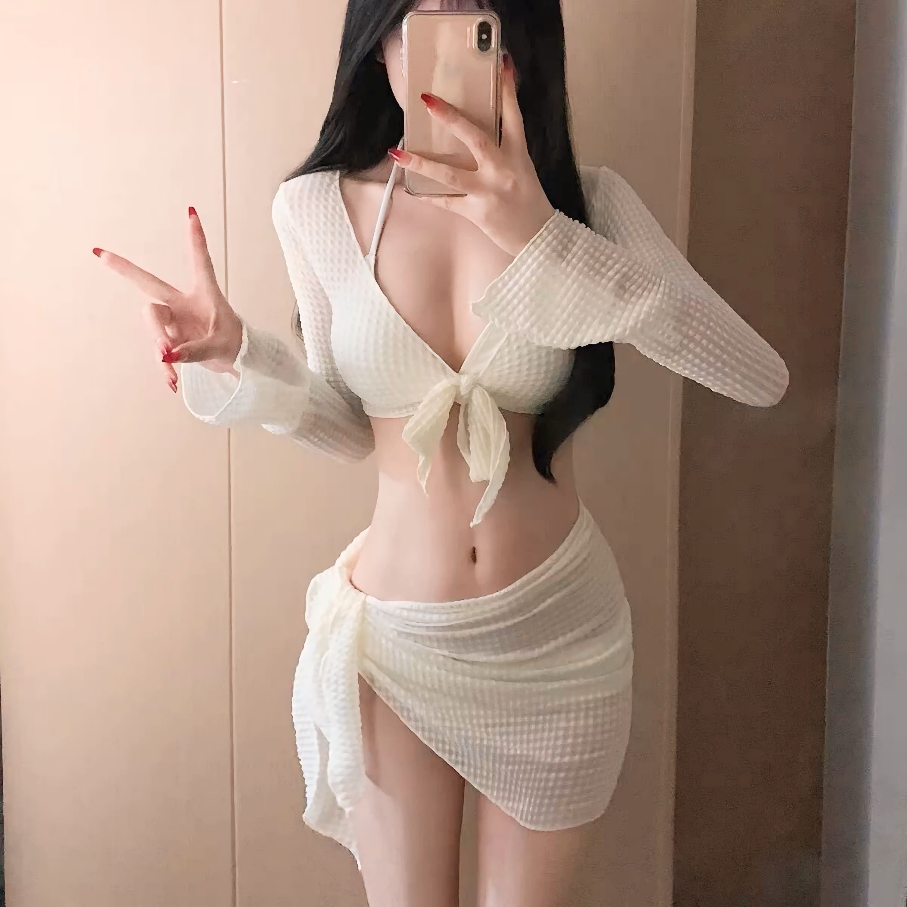 【2color】韓国風レイヤード水着 SS-000088