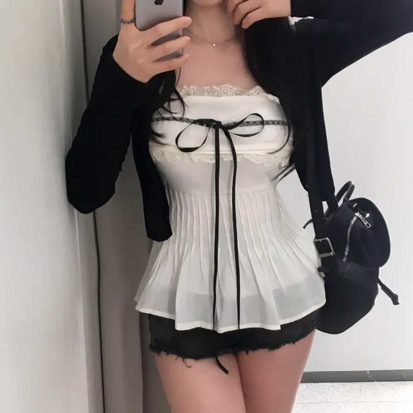 リボンキャミソール&カーディガンセット SS-000517