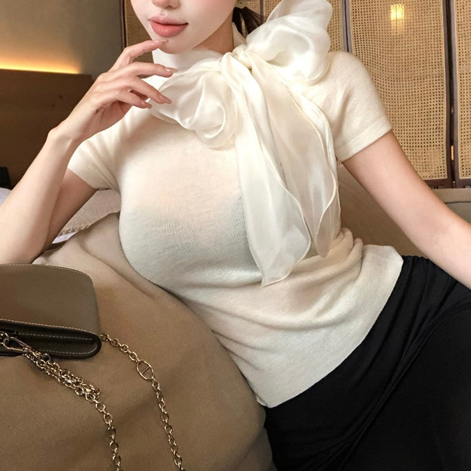 シフォンリボン ショートスリーブニット SS-000513