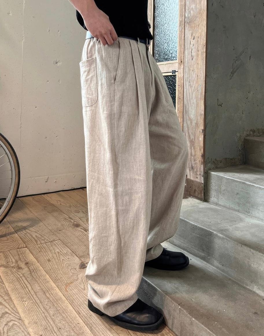 【3color】タック入りリラックス ワイドスラックス SS-000152