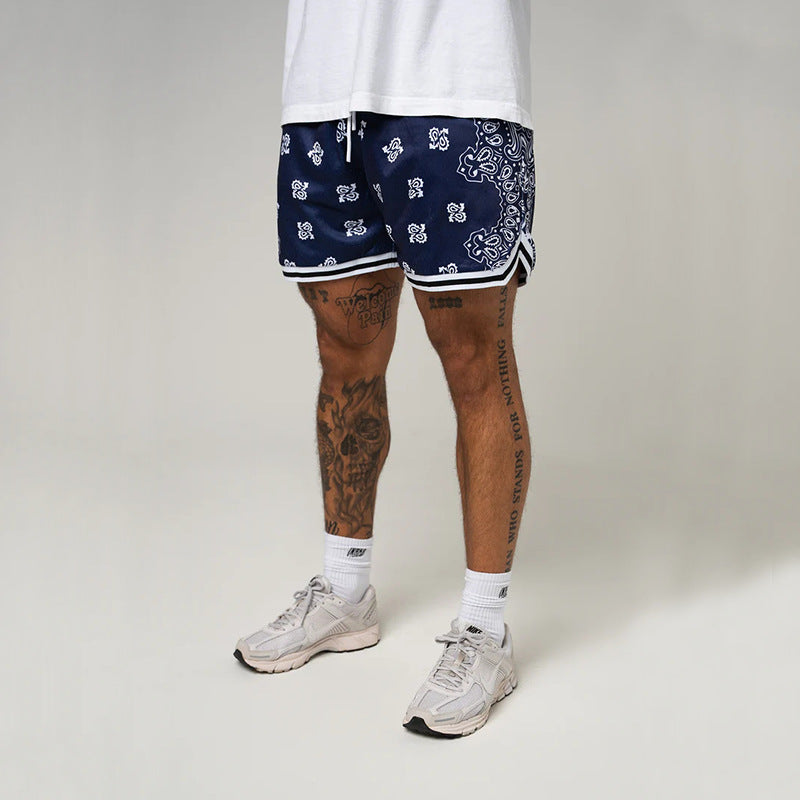 【4color】バンダナ柄 ショートパンツ ストリート系 メッシュ素材 SS-000323