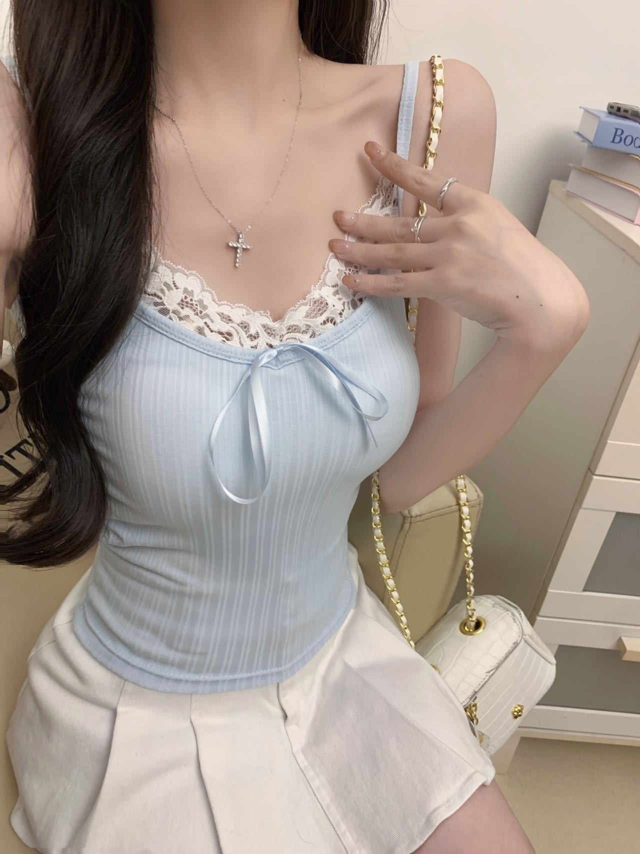 レースリボン キャミソール タンクトップ SS-000355