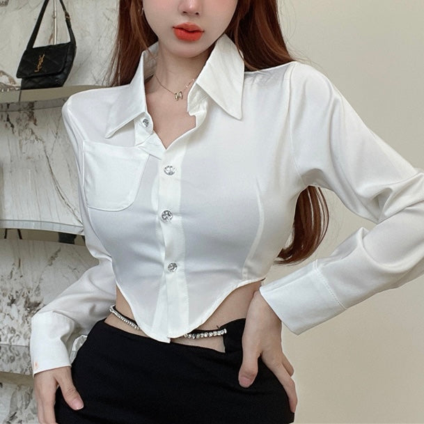 クロップド ホワイトシャツ SS-000602