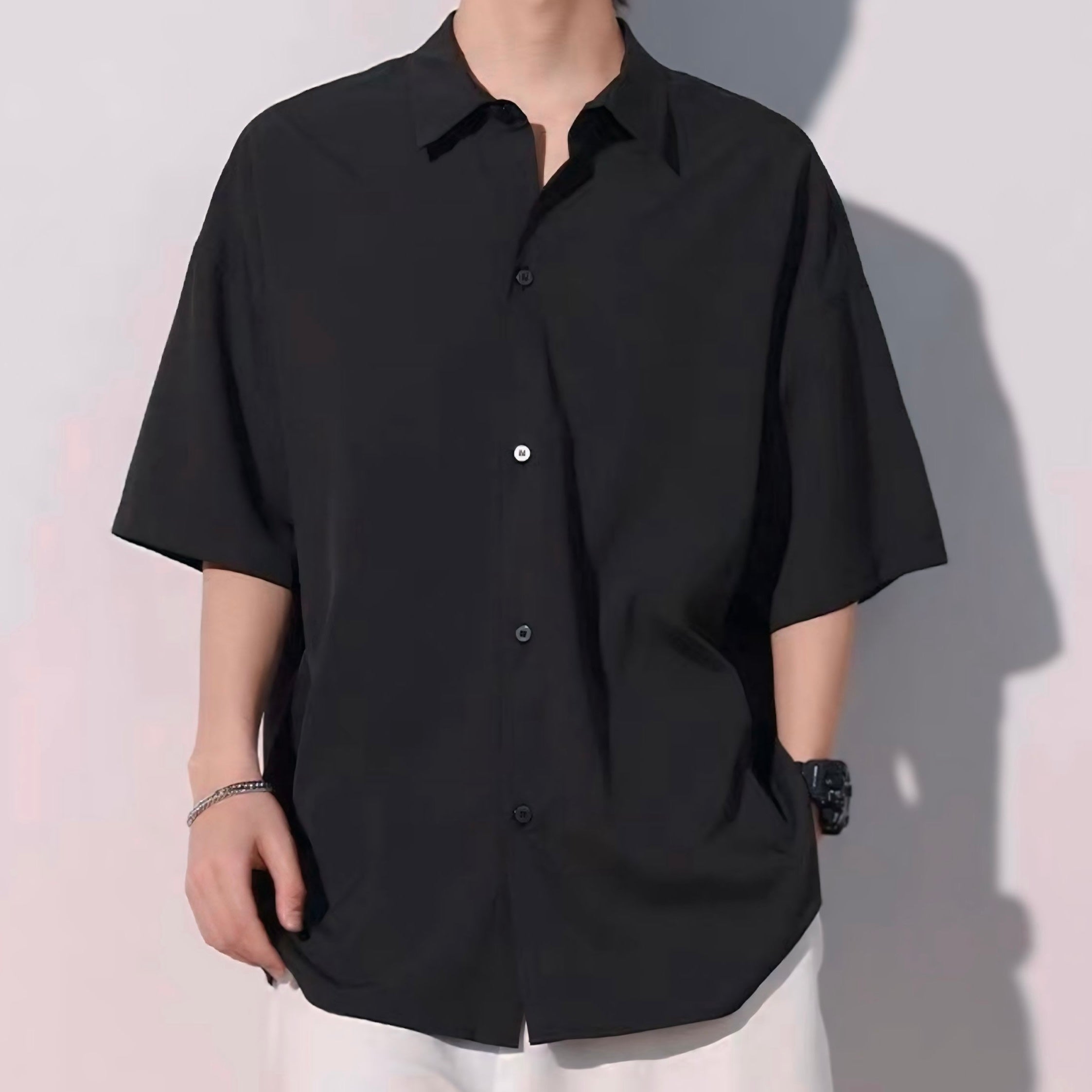 【5color】無地オープンカラーシャツ SS-000123