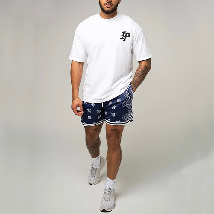 【4color】バンダナ柄 ショートパンツ ストリート系 メッシュ素材 SS-000323