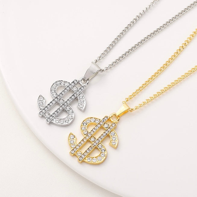 【2color】ドルマークネックレス ゴールド シルバー メンズ ストリート系 SS-000317