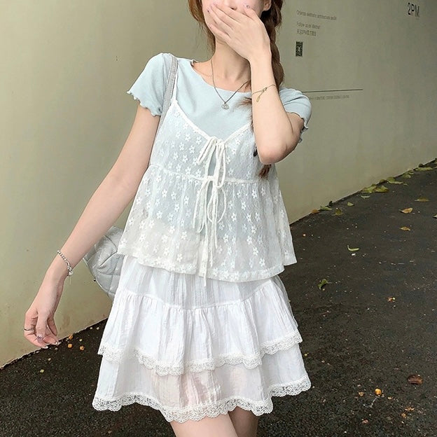 レースシアーリボントップ SS-000484