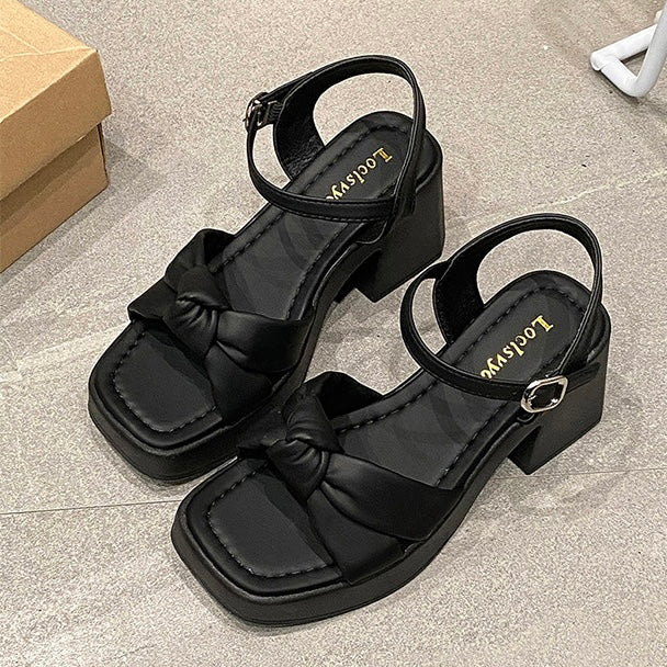 リボン厚底ストラップサンダル SS-000451