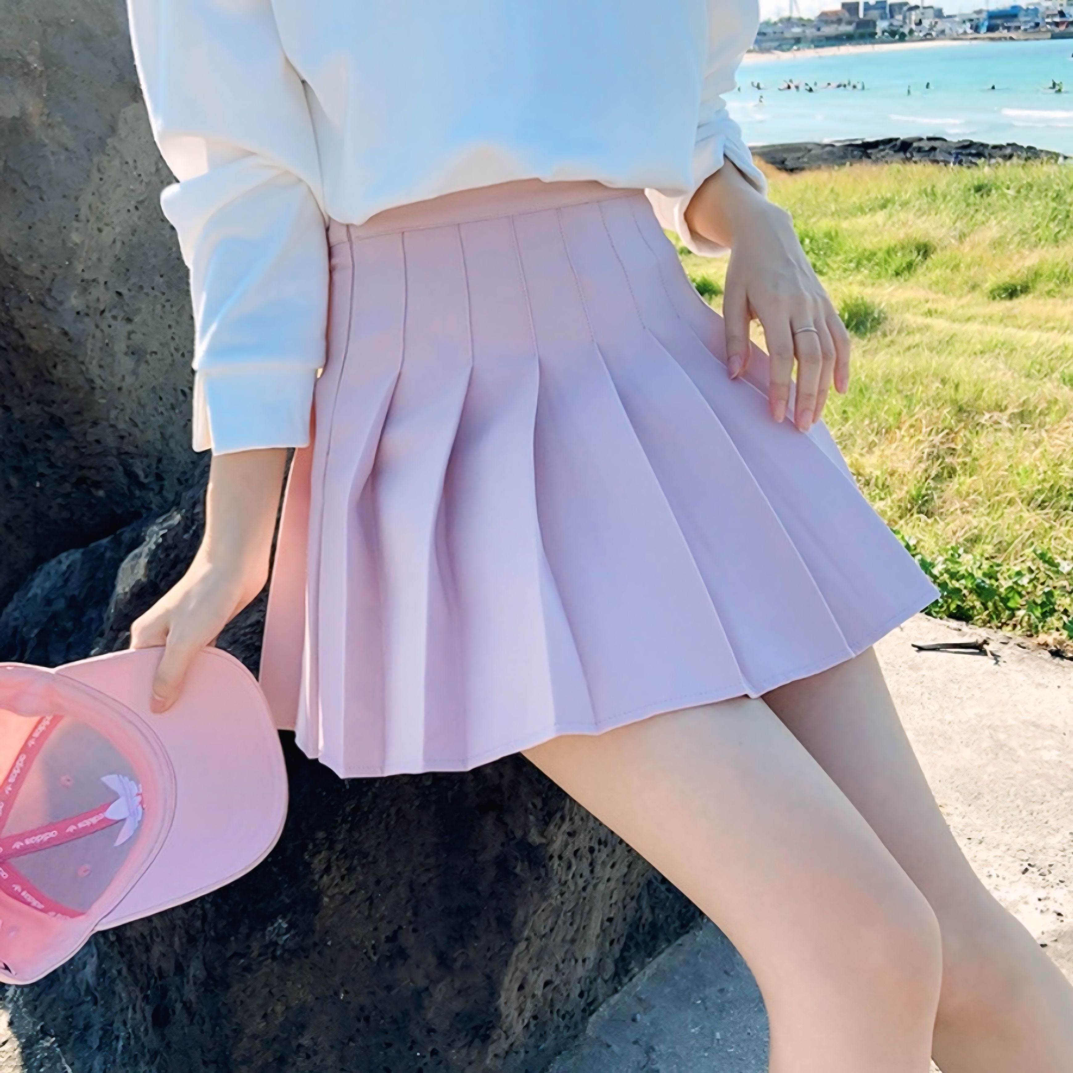 【4color】美脚見えハイウエストプリーツスカート SS-000176