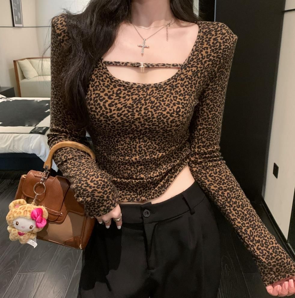 レオパードカットアウトクロップドトップス SS-000553