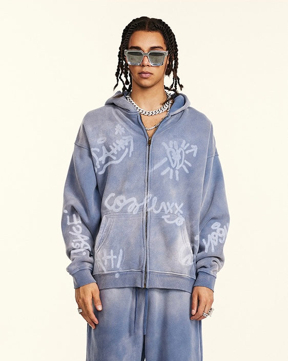 グラフィティアート風ジップパーカー SS-000731