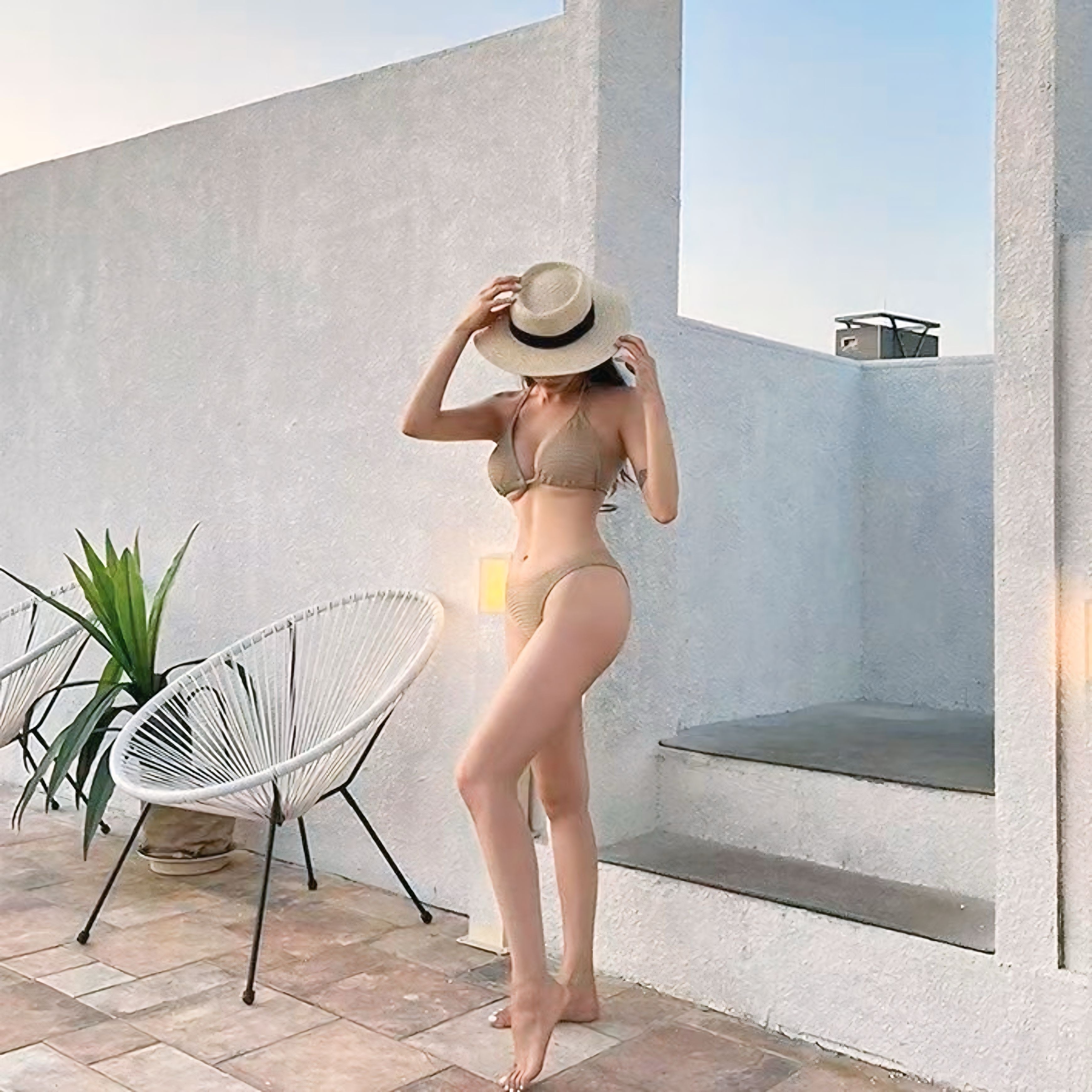 Beige 3-Piece Skirt Set Swimwear SS-000058