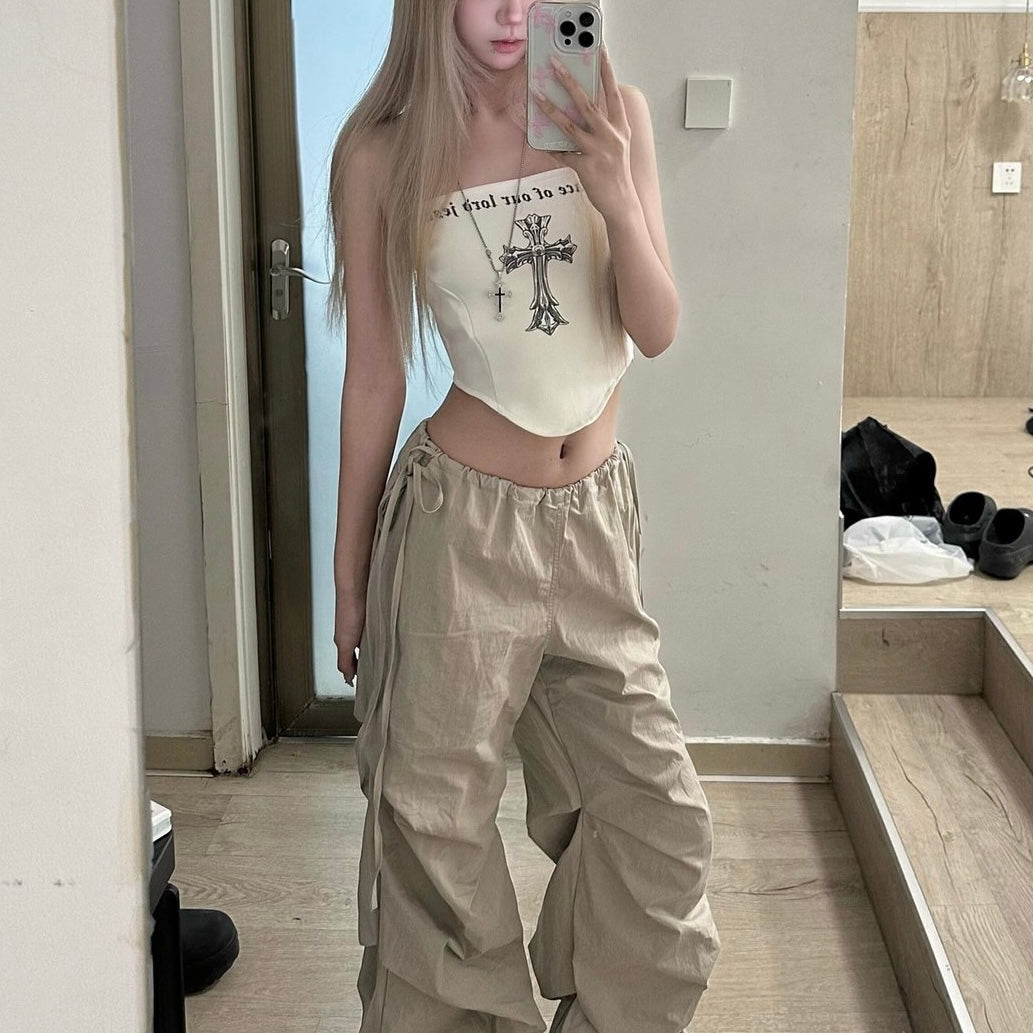 ストリート系 クロスプリント チューブトップ SS-000361