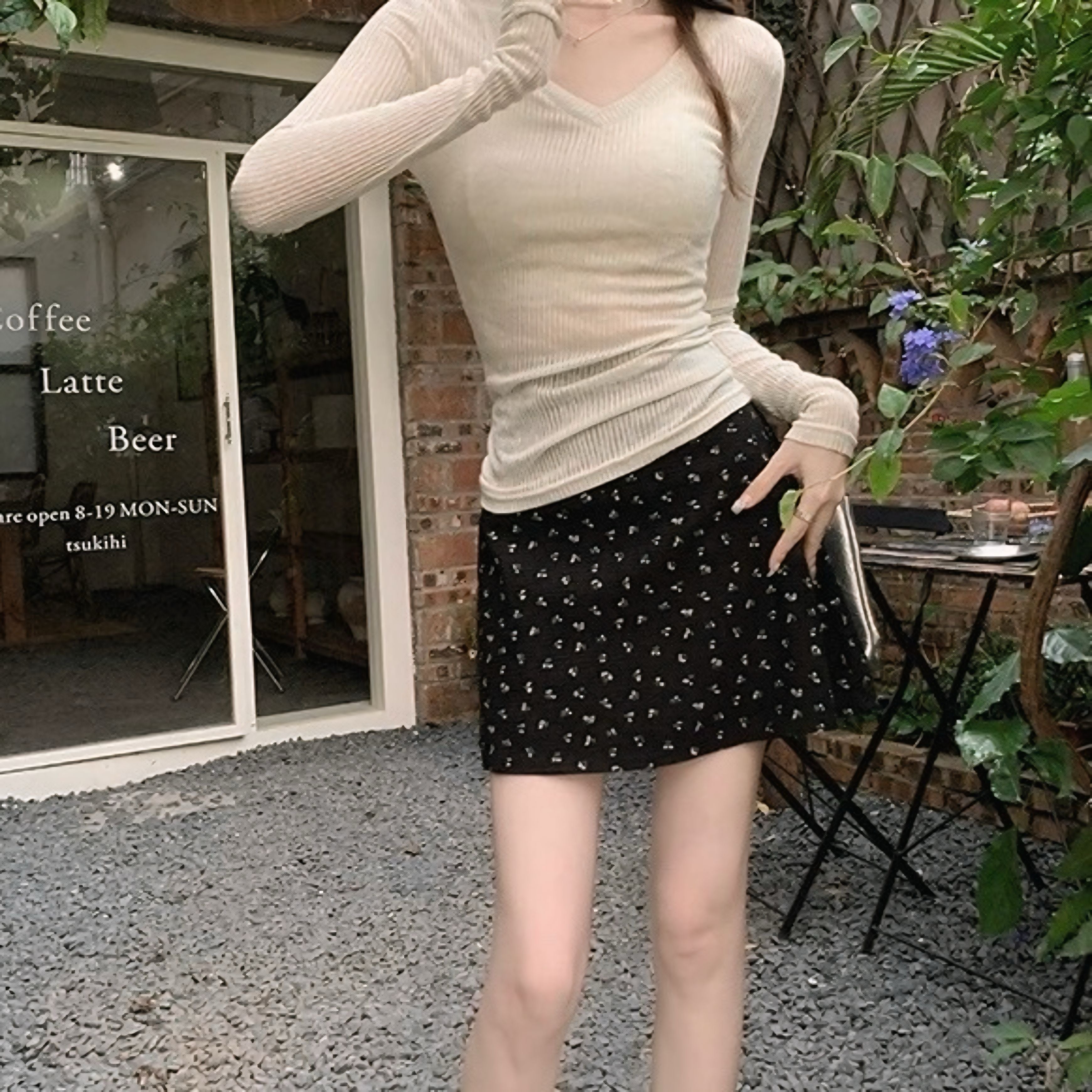 小花柄ツイード風ミニスカート SS-000181