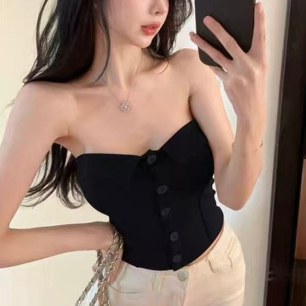セクシー ボタンデザイン チューブトップ SS-000353